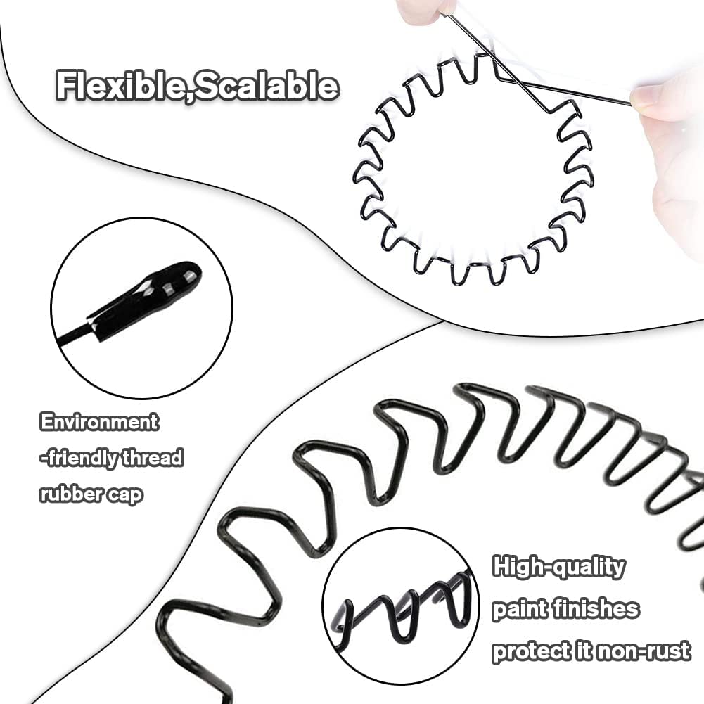 Unisex black wavy metal headband for sports and daily use