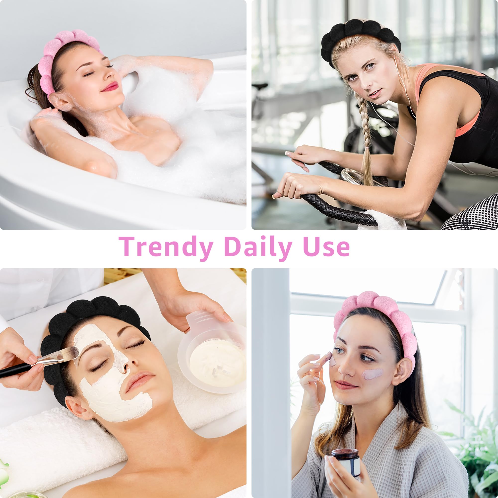 Black skincare headband for facial treatment and makeup