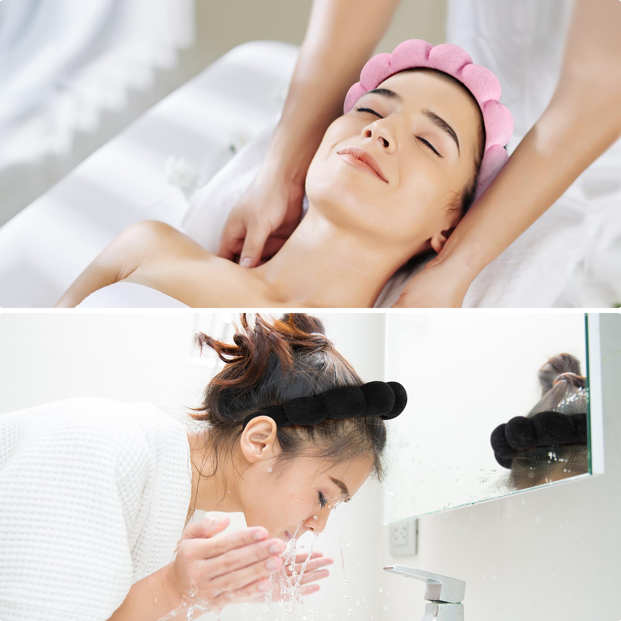 Pink absorbent spa hairband for daily skincare routine