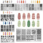 Close up view of stainless steel nail stamping plates