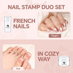 Using Una Gella stamper to create French tips on almond nails