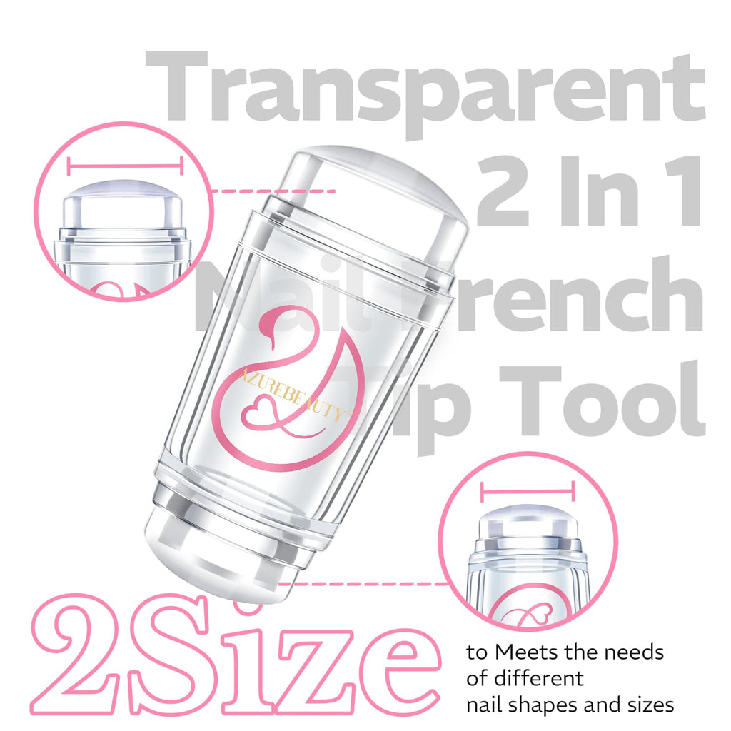 Professional French manicure being created with Azurebeauty silicone nail tool.