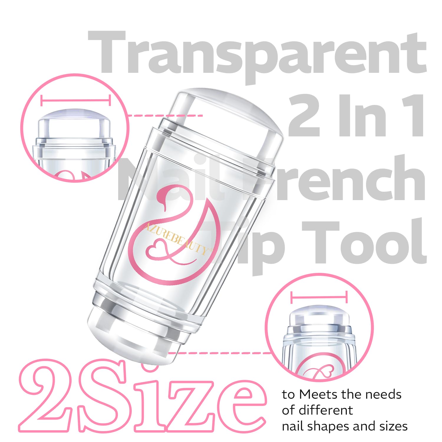 Professional French manicure being created with Azurebeauty silicone nail tool.