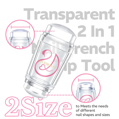 Professional French manicure being created with Azurebeauty silicone nail tool.