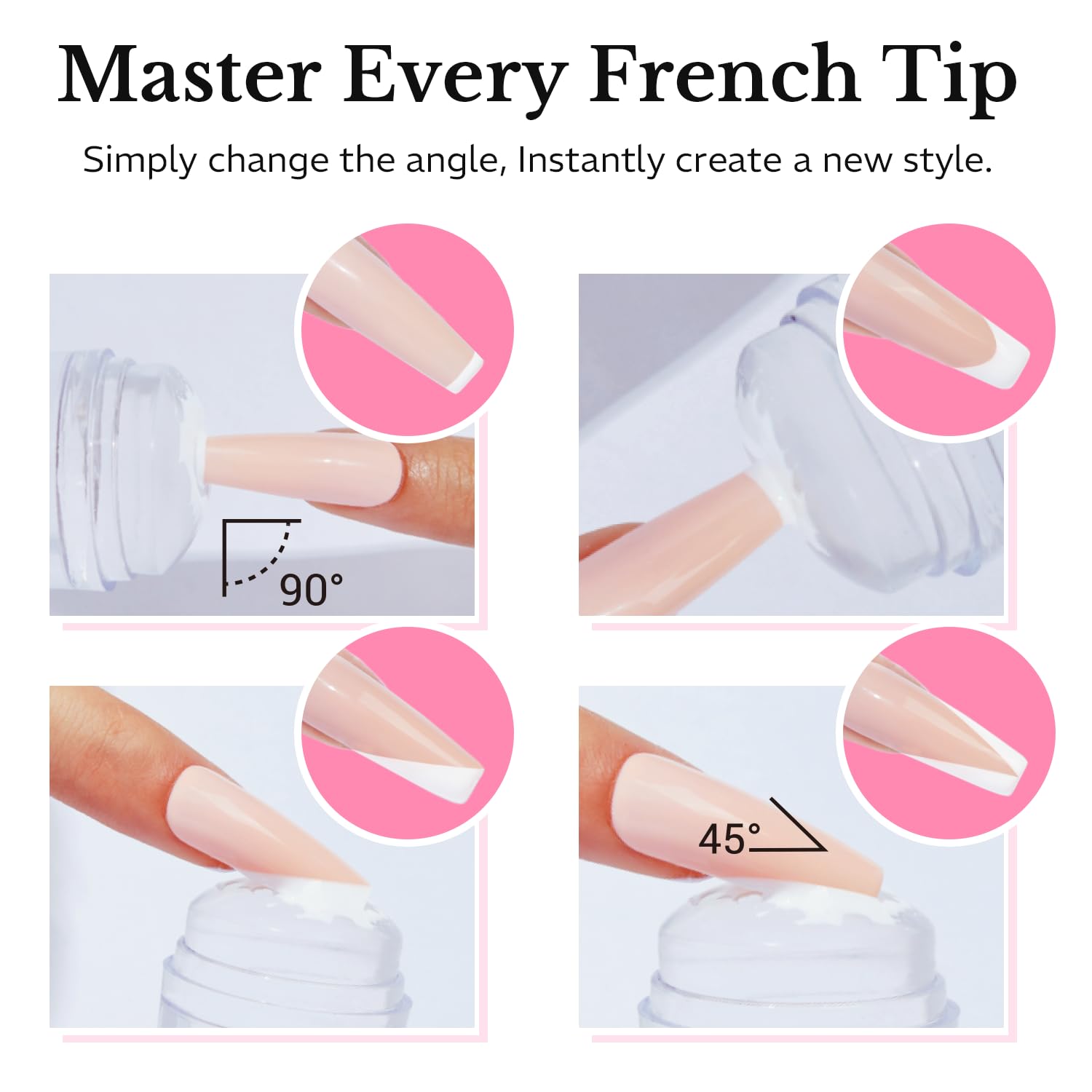 Transparent jelly stamper handle showing dual-head design for various nail sizes.