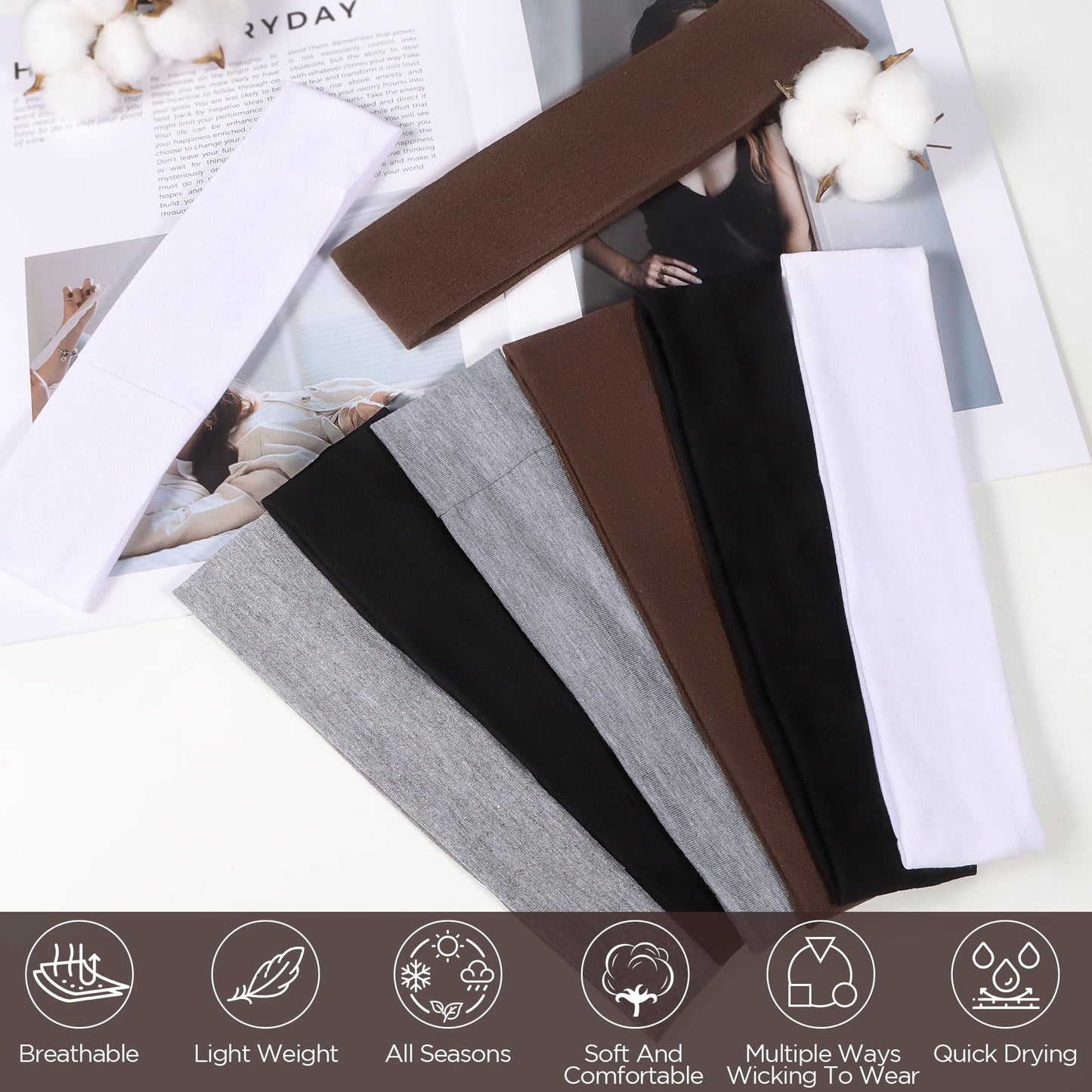 Full set of 8 Ztomine athletic headbands in assorted colors