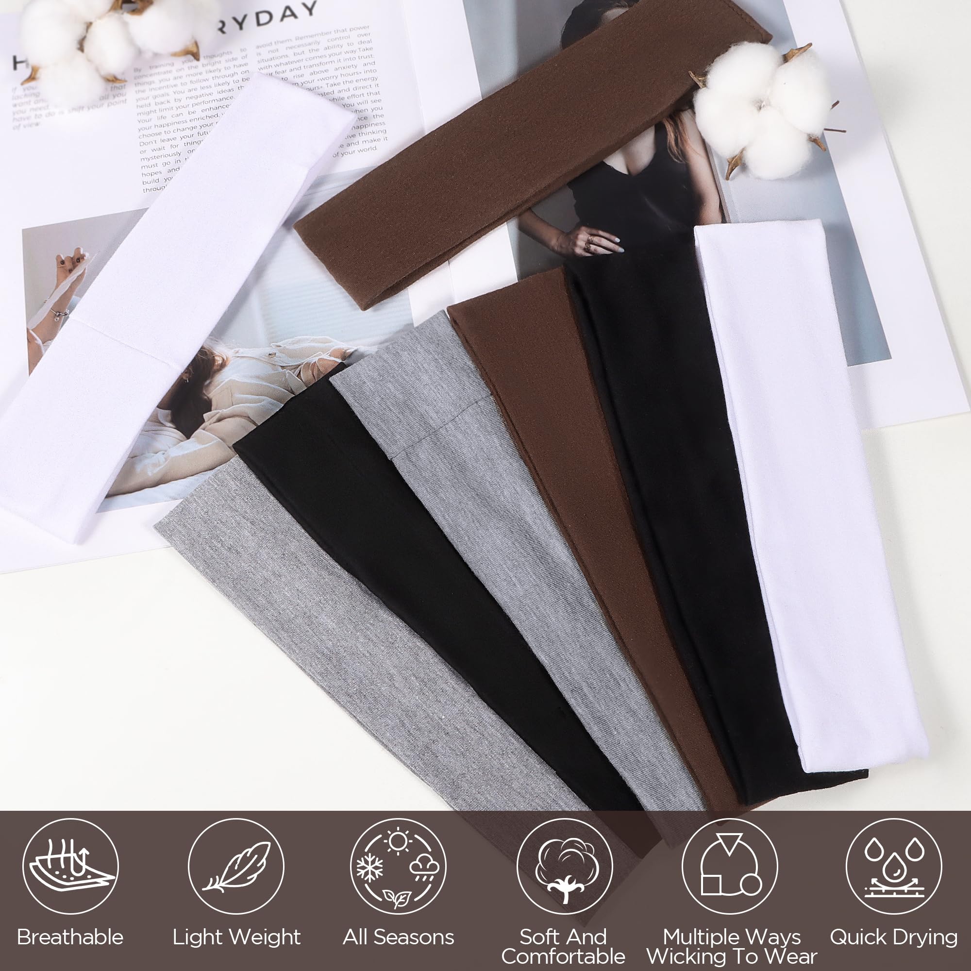 Full set of 8 Ztomine athletic headbands in assorted colors