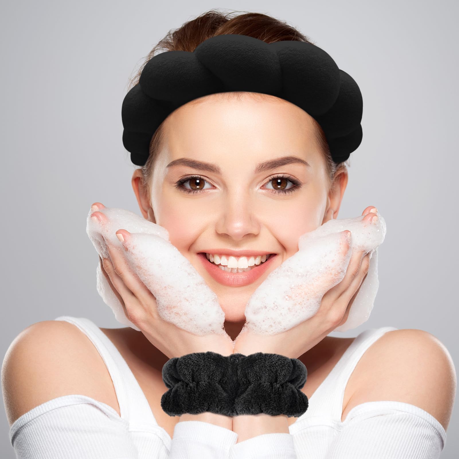 Taleven Zkptops black sponge headband for face washing