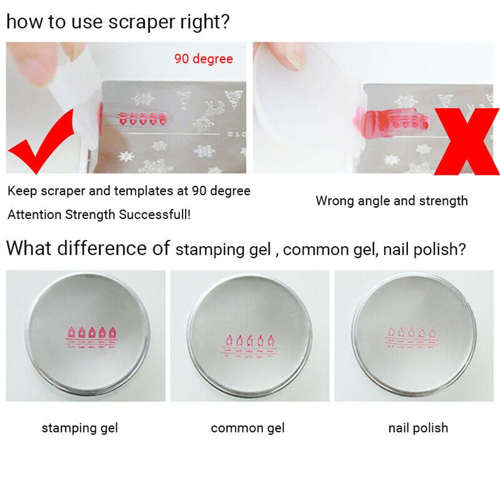 Bluezoo nail stamping tool with acrylic scraper for excess polish removal