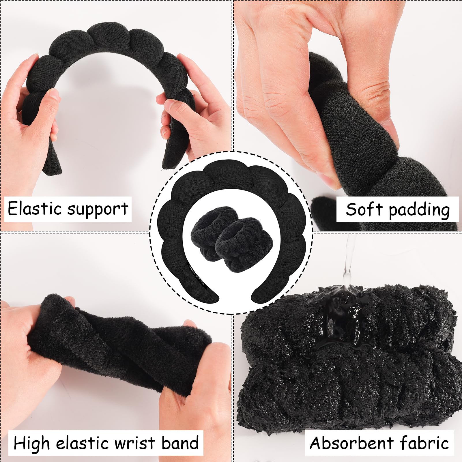 Close up of terry cloth texture on Zkptops beauty headband