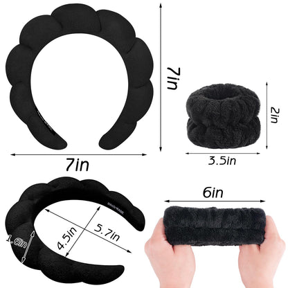 Taleven spa headband and wristband set for makeup application