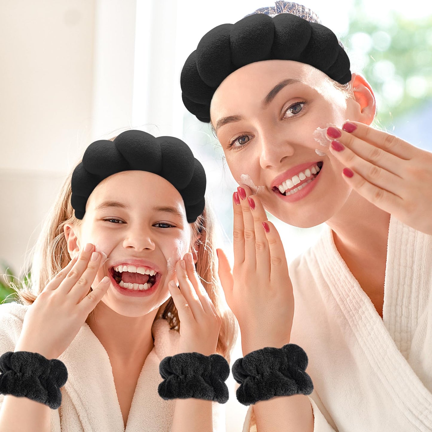 Non slip black bubble headband for hair protection