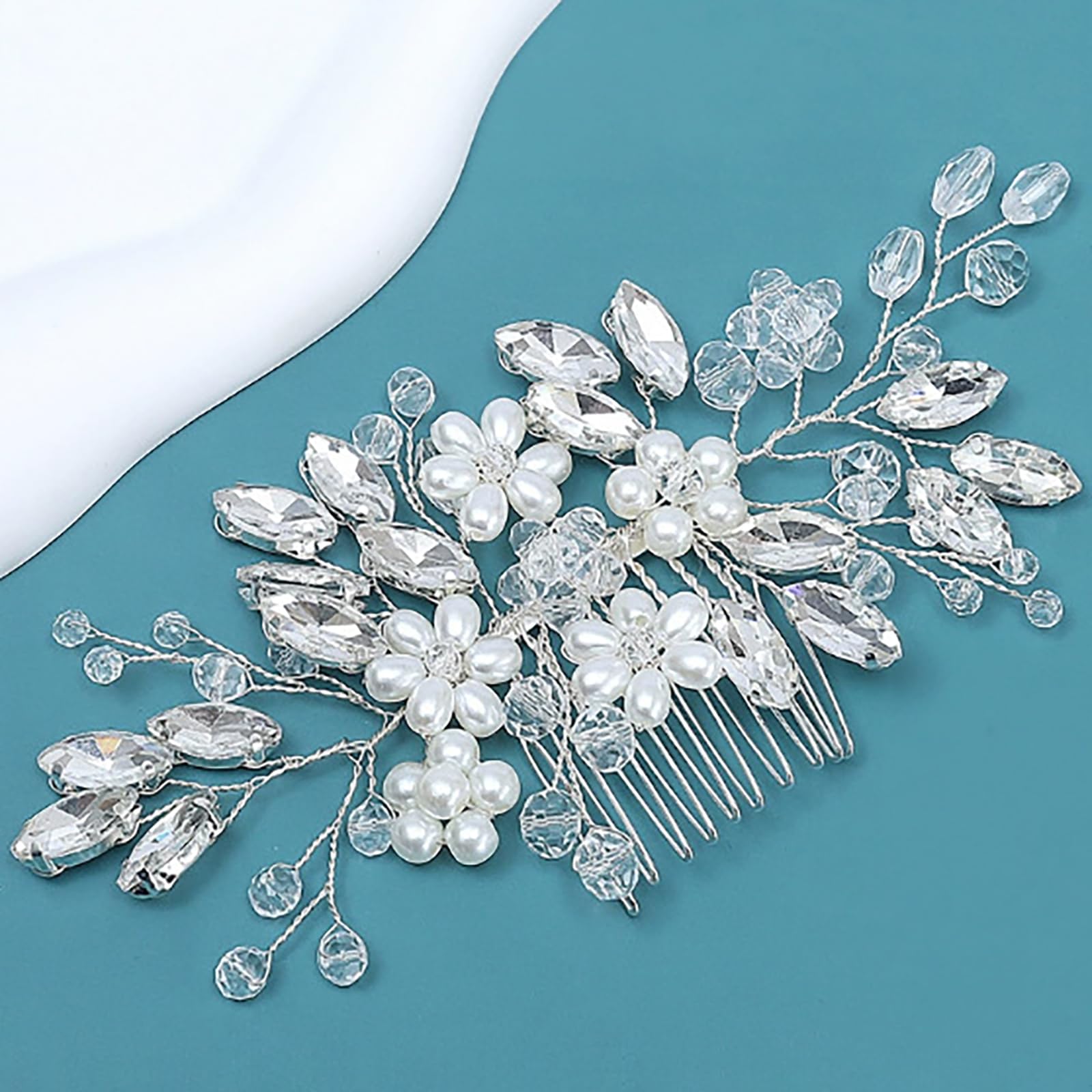 Tatibana silver plated floral tiara hair piece for Indian bridal bun decoration.