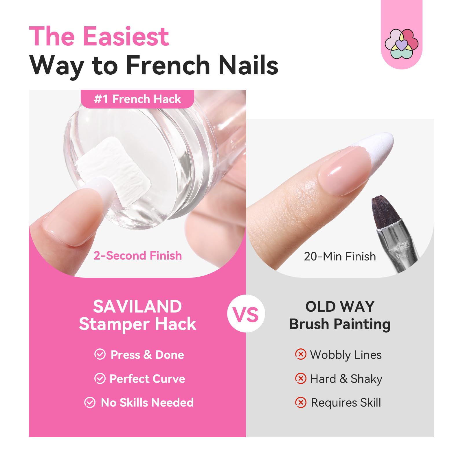 Saviland 4 piece nail stamper kit with long and short stampers
