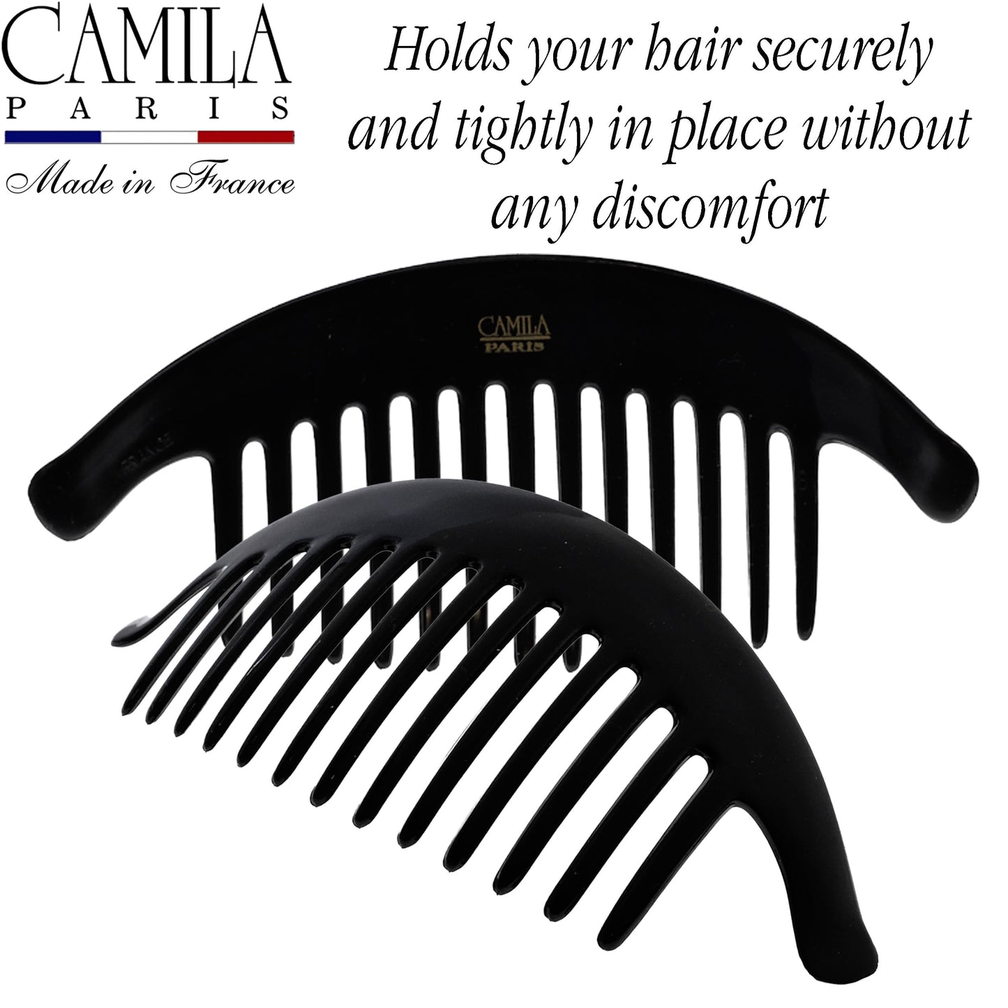 Pair of large interlocking hair combs for women