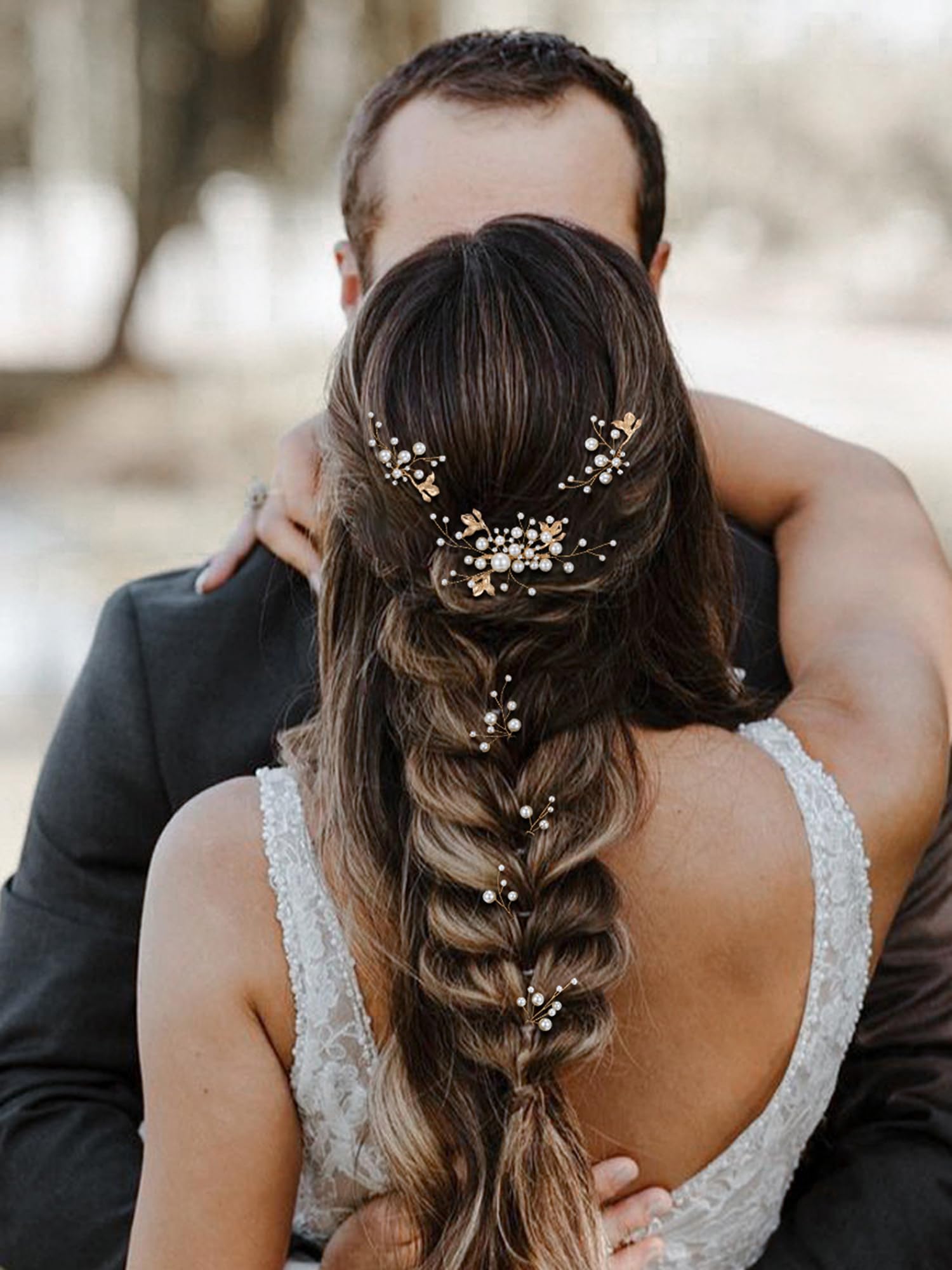 SWEETV seven piece bridal hair comb and rhinestone pin arrangement for brides