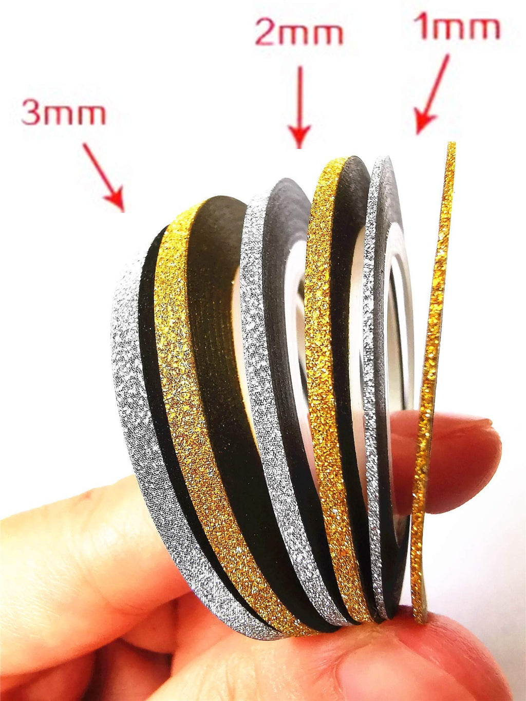 Valuu gold and silver nail tape rolls close up