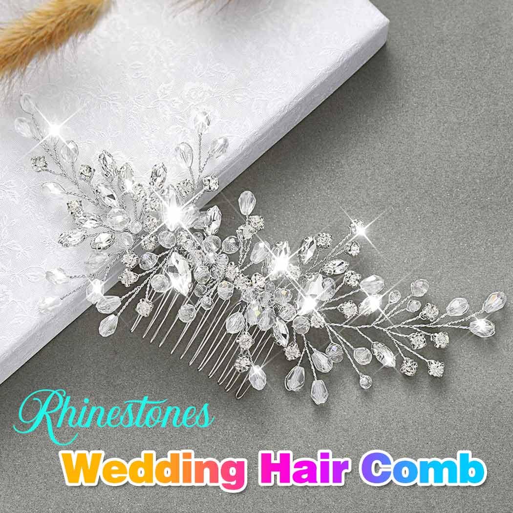 Catery silver side wedding hair piece with crystals and beads for brides