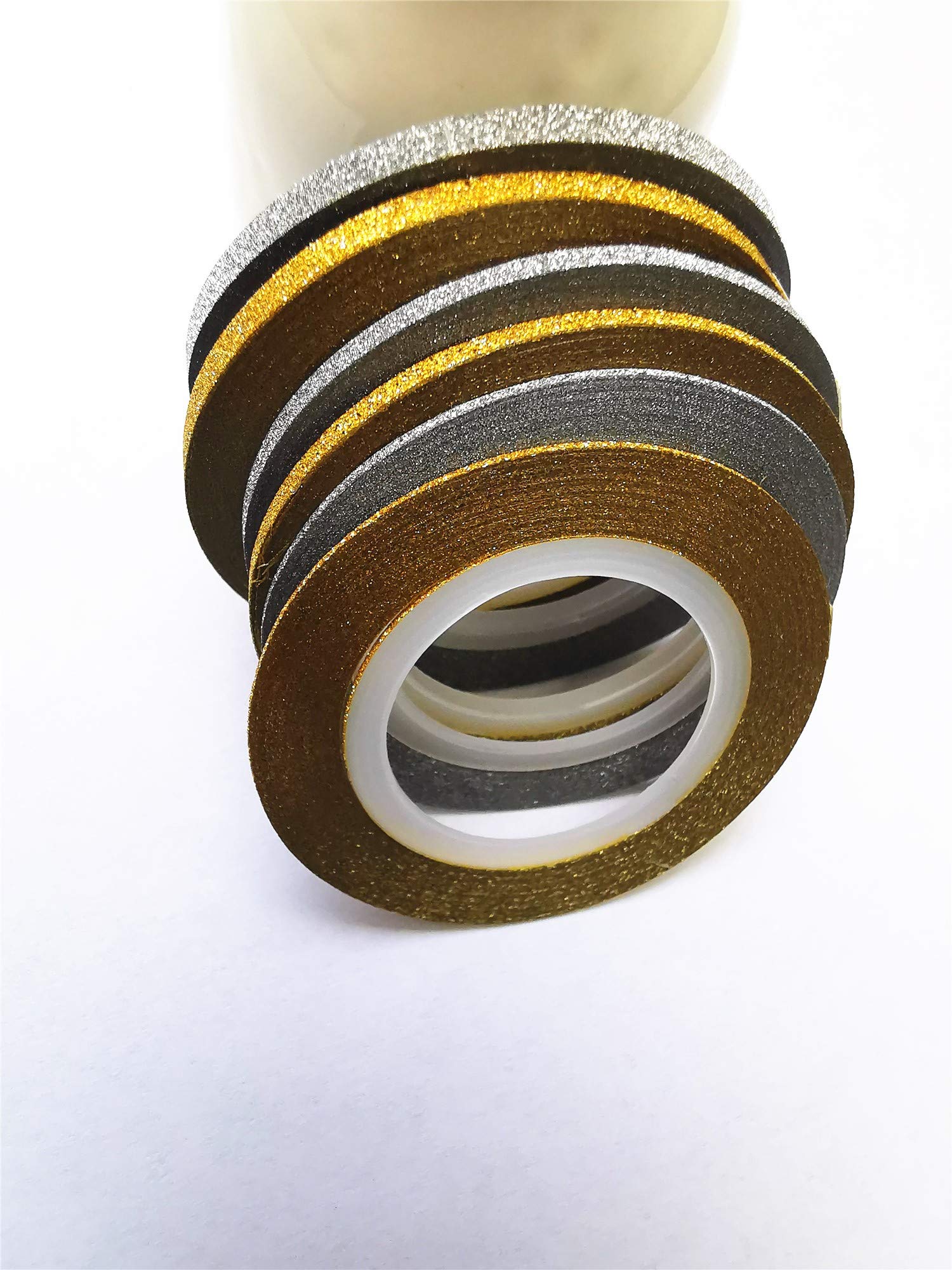 Self-adhesive glitter nail stripping tape application example