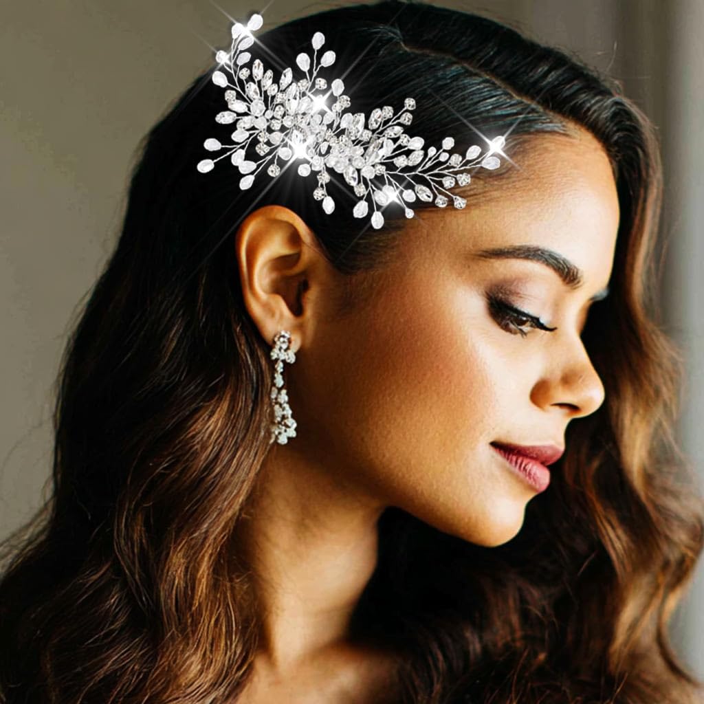 Authentic Catery crystal bridal jewelry showing how the beads bend for hairstyles