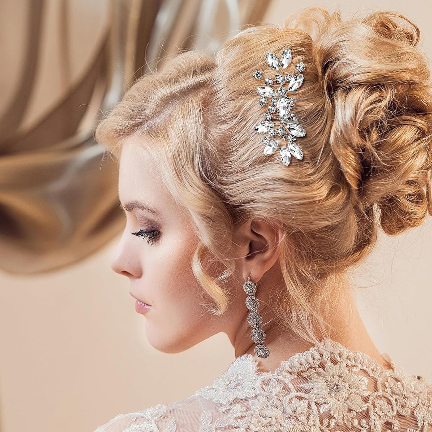 Imported USA premium quality generic wedding hair comb set dimensions view