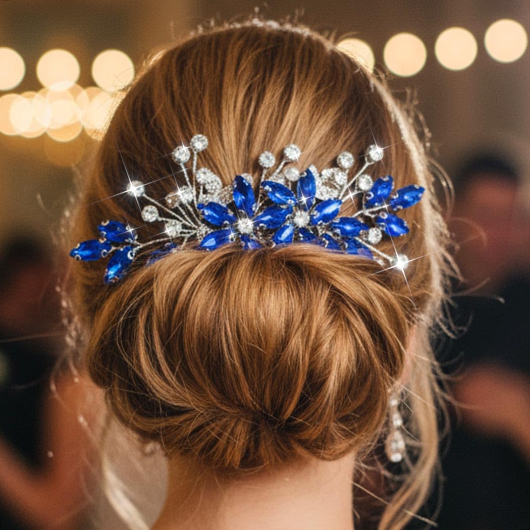 Chargances silver leaf bridal headpiece styled in a classic wedding updo hairstyle.