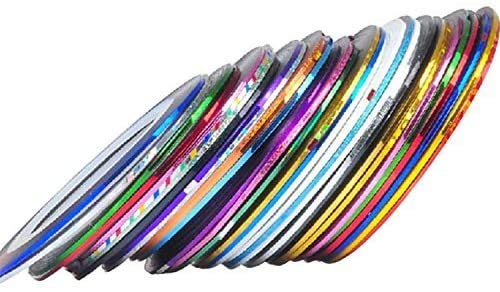 Assorted multicolor rolls of striping tape for nail decoration