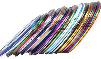 Assorted multicolor rolls of striping tape for nail decoration