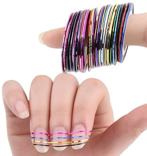 Close up of Reonyx adhesive nail striping tape lines