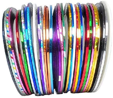DIY nail art designs using 30 color striping tape set