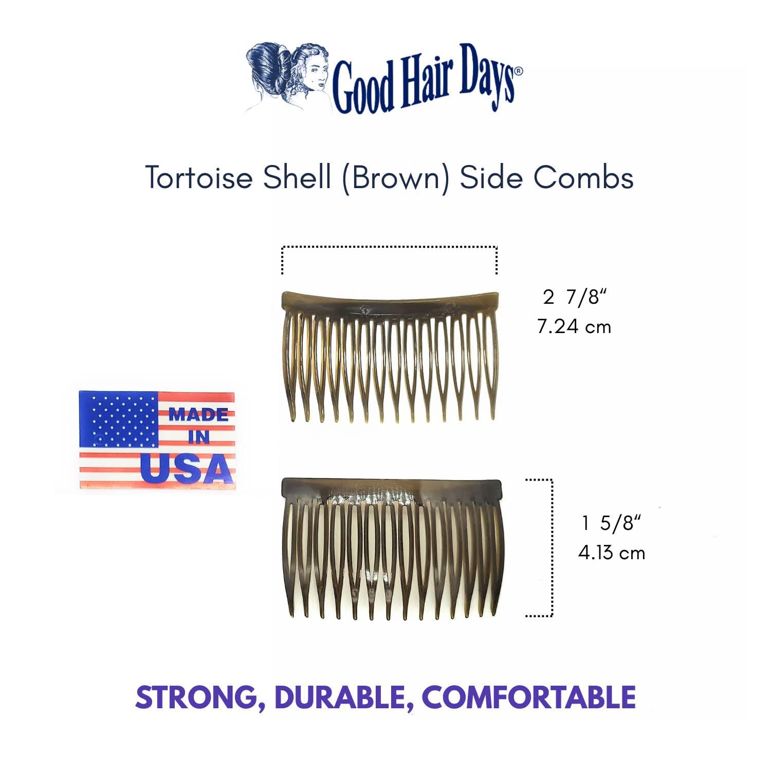 Good Hair Days premium cellulose acetate side combs for secure elegant bridal updos.