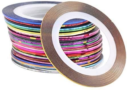 Application of striping tape on artificial nail tips