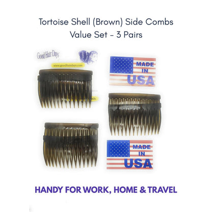 Good Hair Days USA imported tortoise shell hair accessories for women styling daily updos.