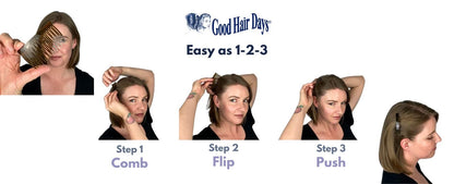Good Hair Days side combs demonstrating the anti slip grip on a textured background.