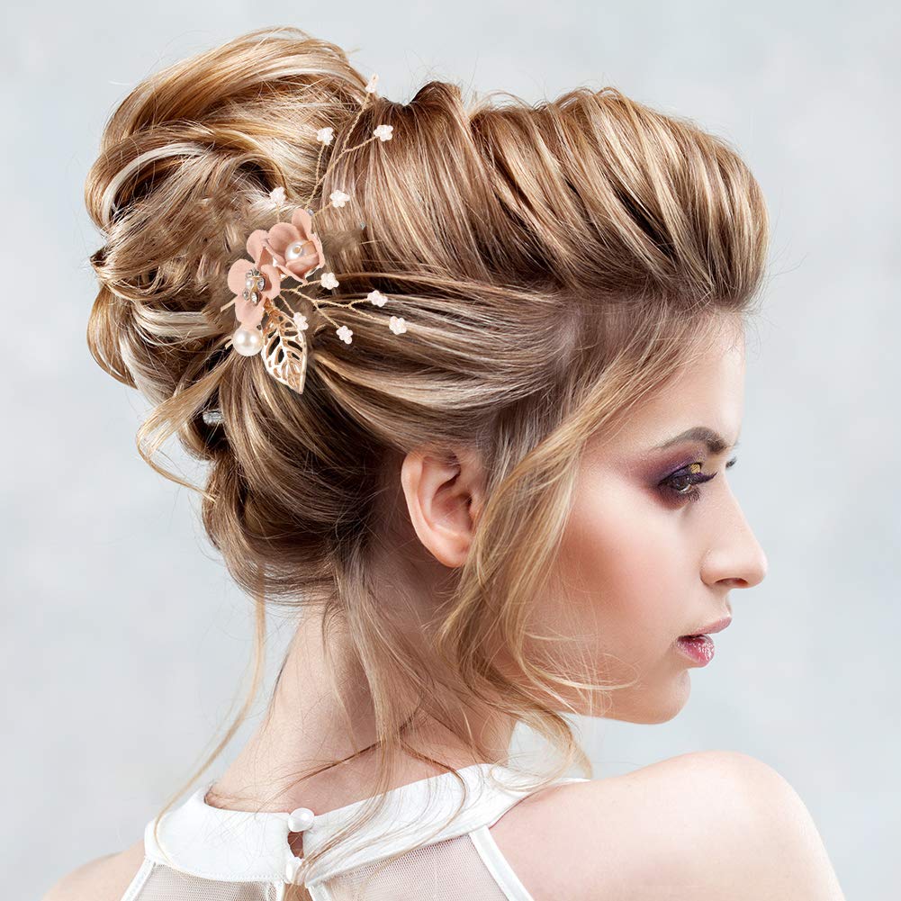 Close up view of the intricate handmade crystal details on Bowinr bridesmaid headpieces.