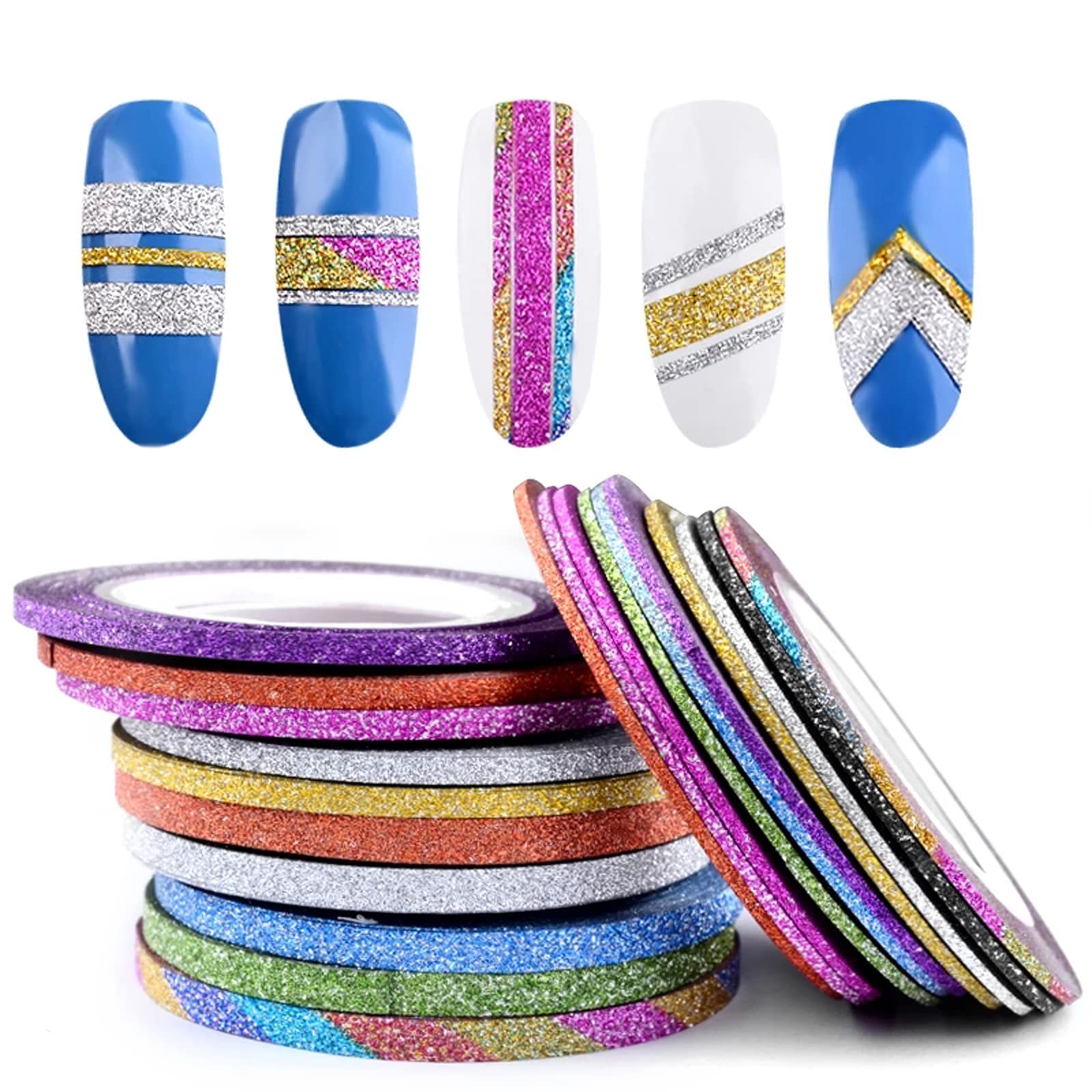 Self-adhesive nail art tape rolls for DIY designs