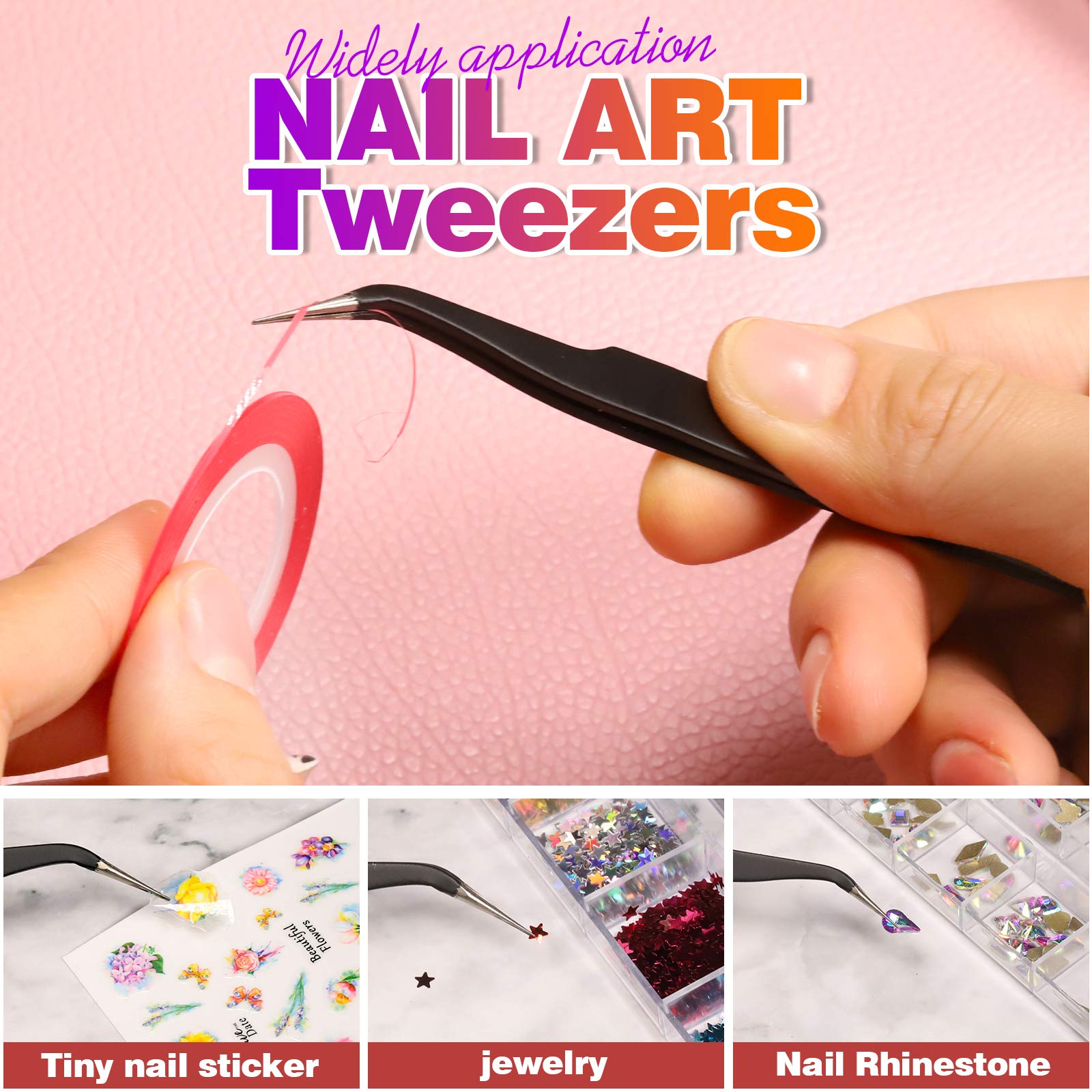 Close up view of Fandamei adhesive nail striping lines