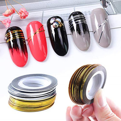 Jiahao silver nail art tape applied to natural nail