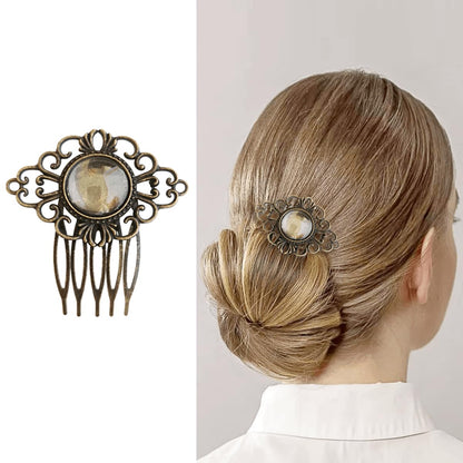 Complete packaging view of the six piece decorative vintage crystal hair accessories set.