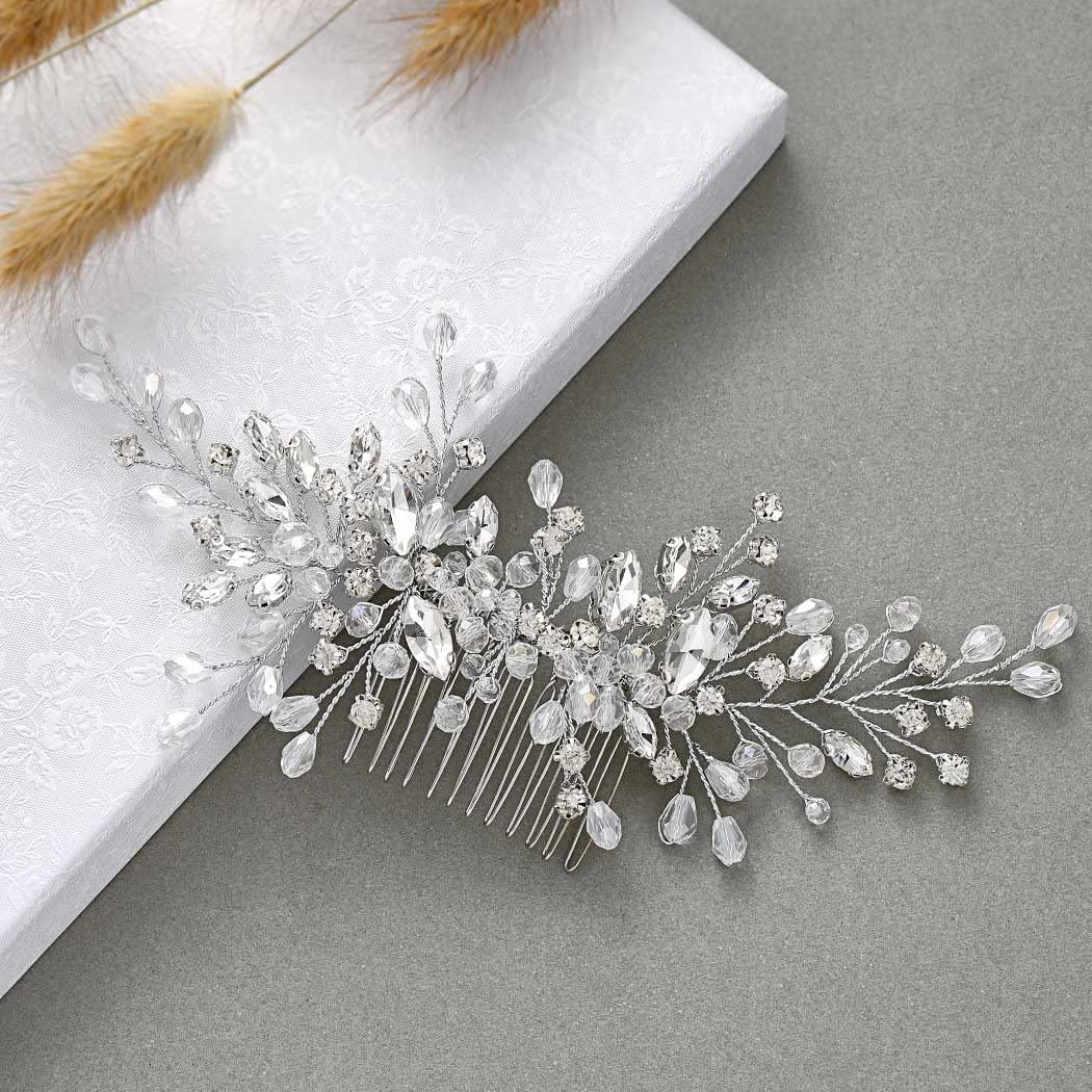 Unicra side hair comb displaying the sturdy metal comb backing for a secure fit.