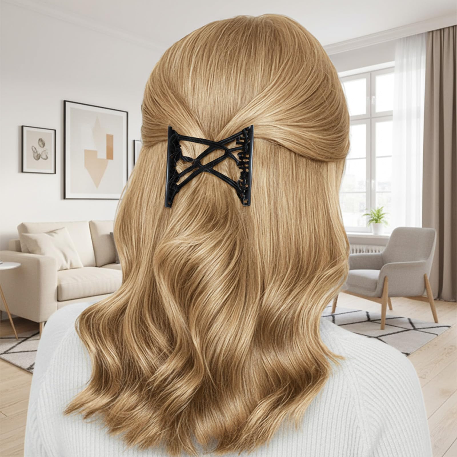 Side view of the BOYIVI multipurpose double comb hair clip showing how the teeth interlock for a secure hold