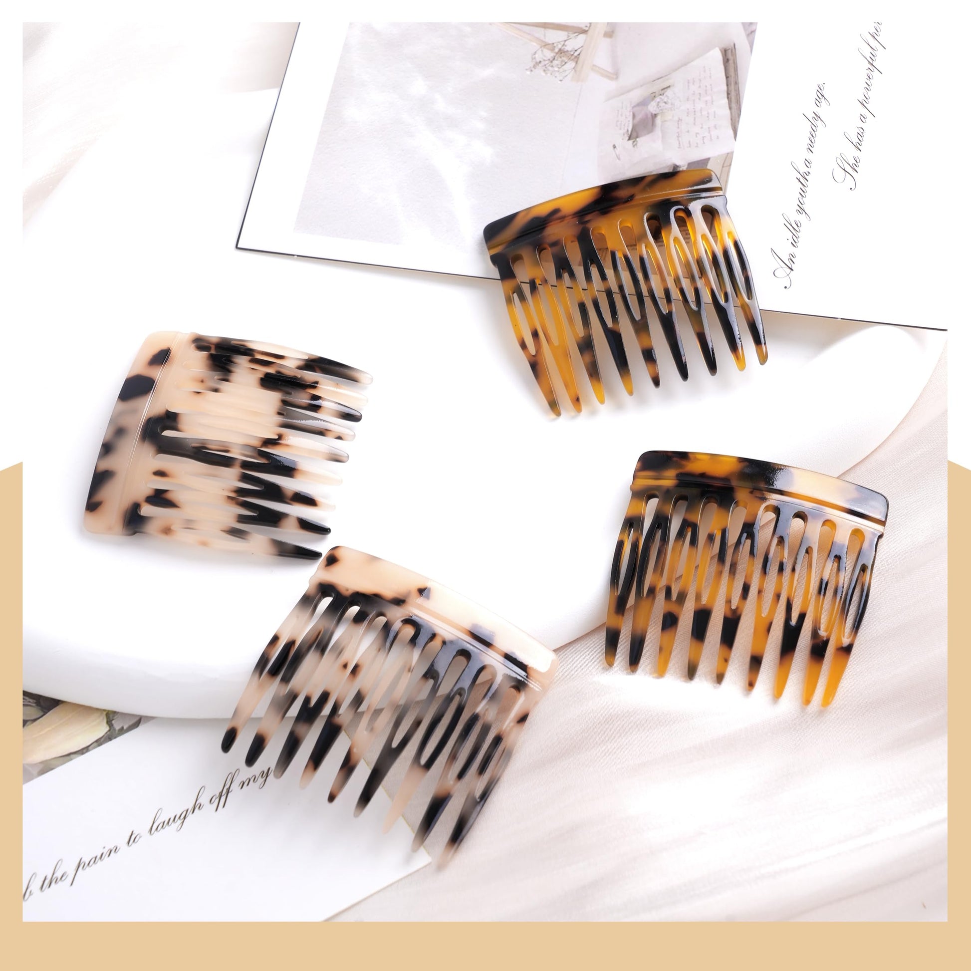 Tressora cellulose acetate side combs for women arranged in the storage box