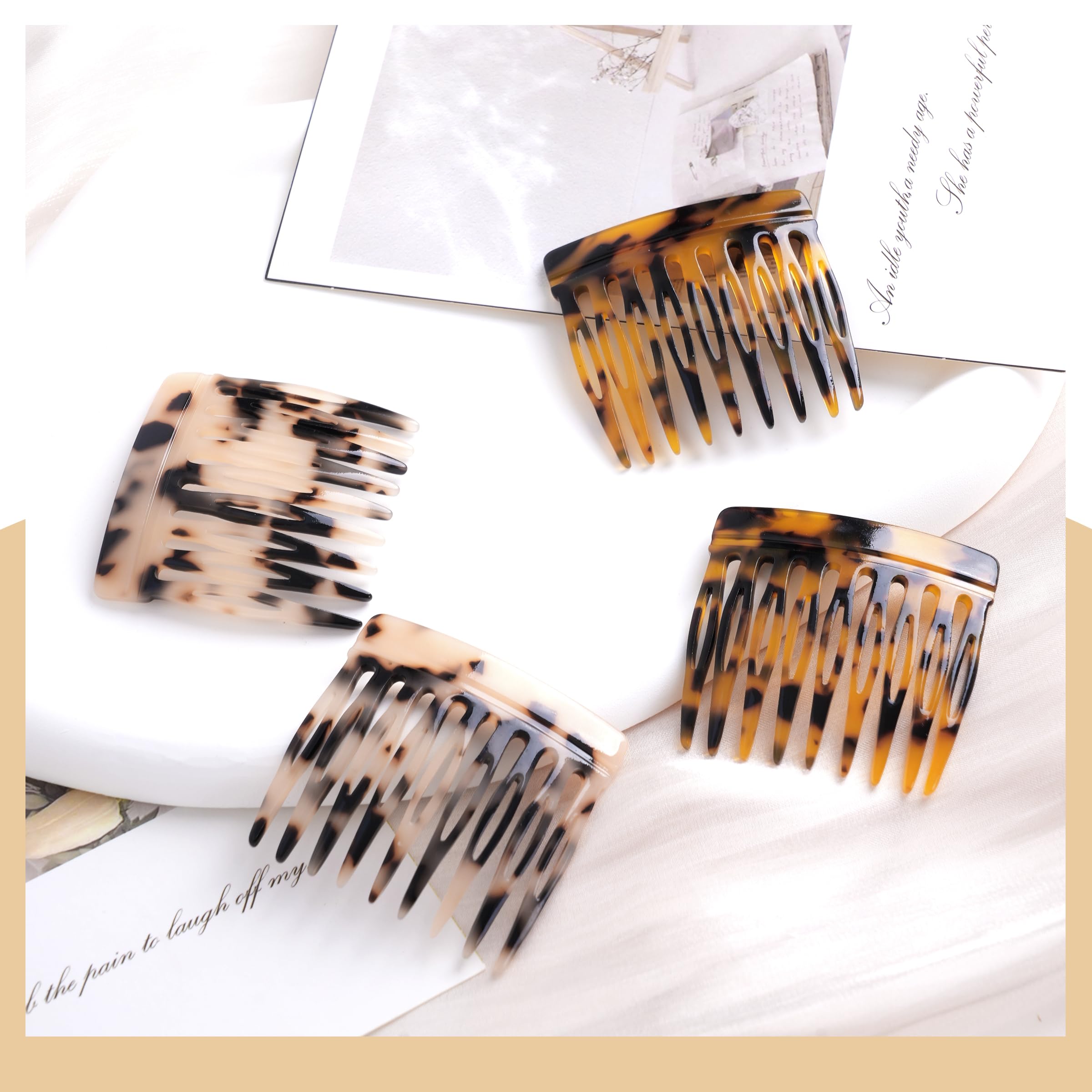Tressora cellulose acetate side combs for women arranged in the storage box