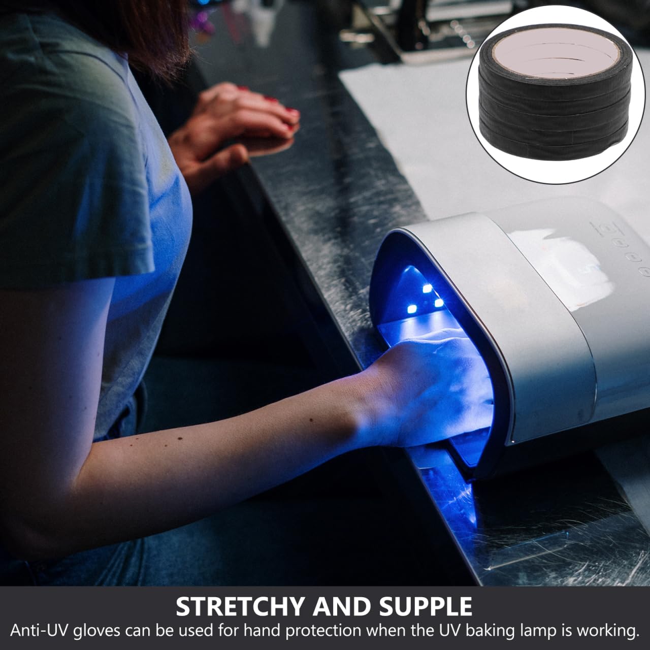 Disposable black tape for gel nail UV protection