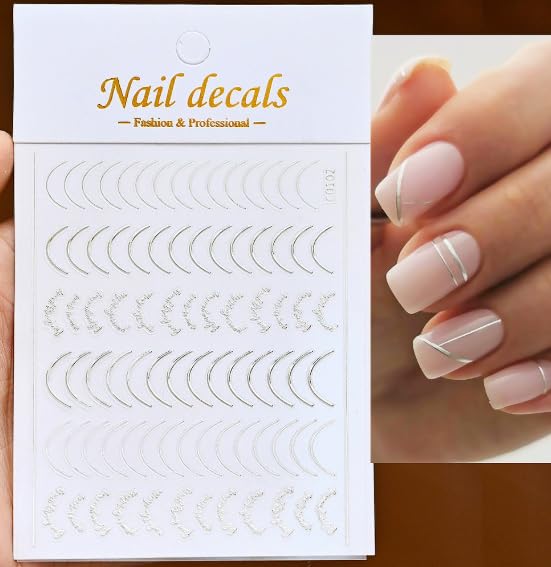Gufugu luxury French line nail art stickers collection displayed on a clean background highlighting intricate wave patterns.