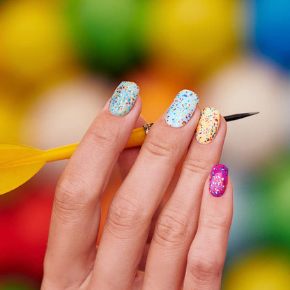 Multicolor glitter detail on Color Street Sugar High nail strips