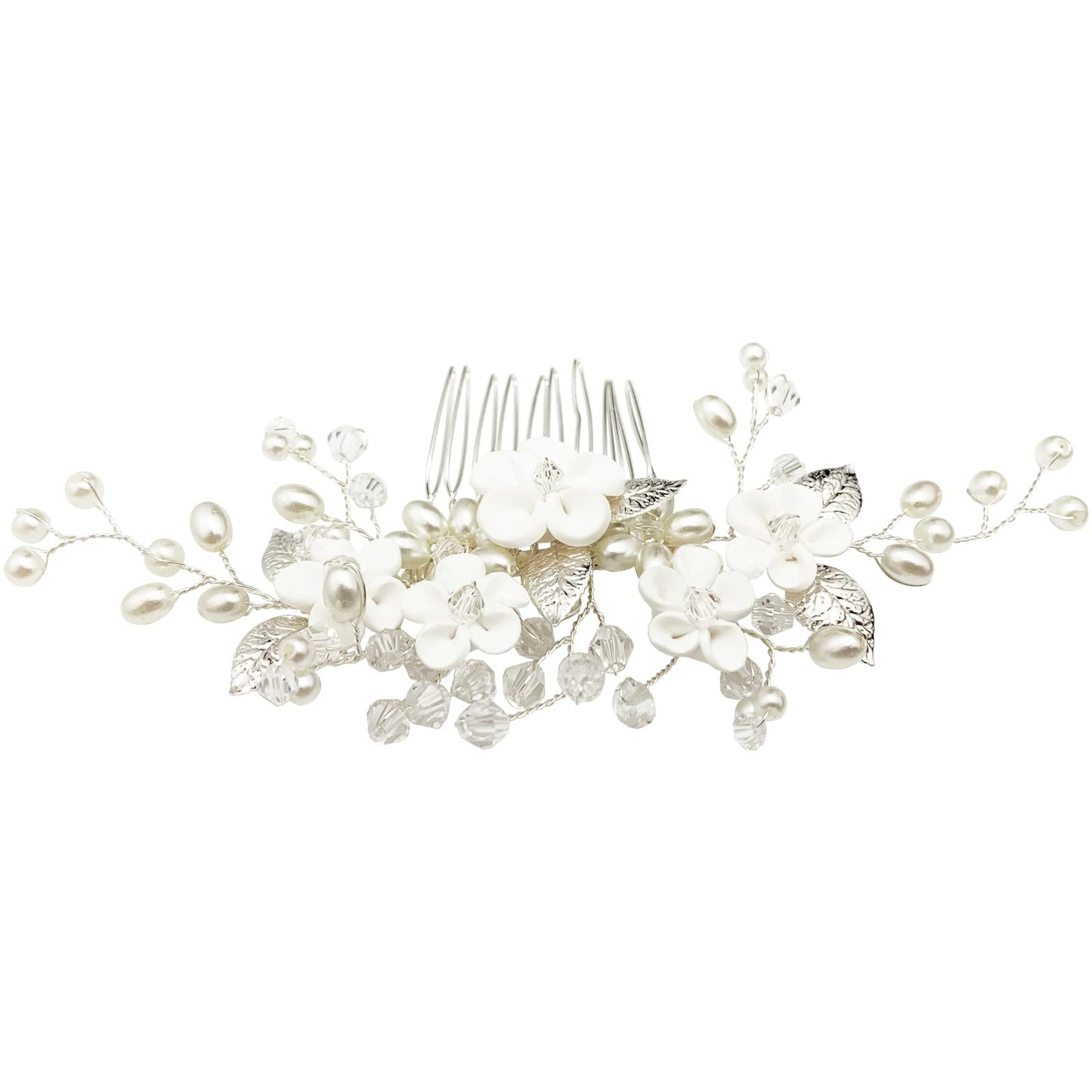 Premium imported pearl and crystal bridal hair vine for wedding hairstyles.