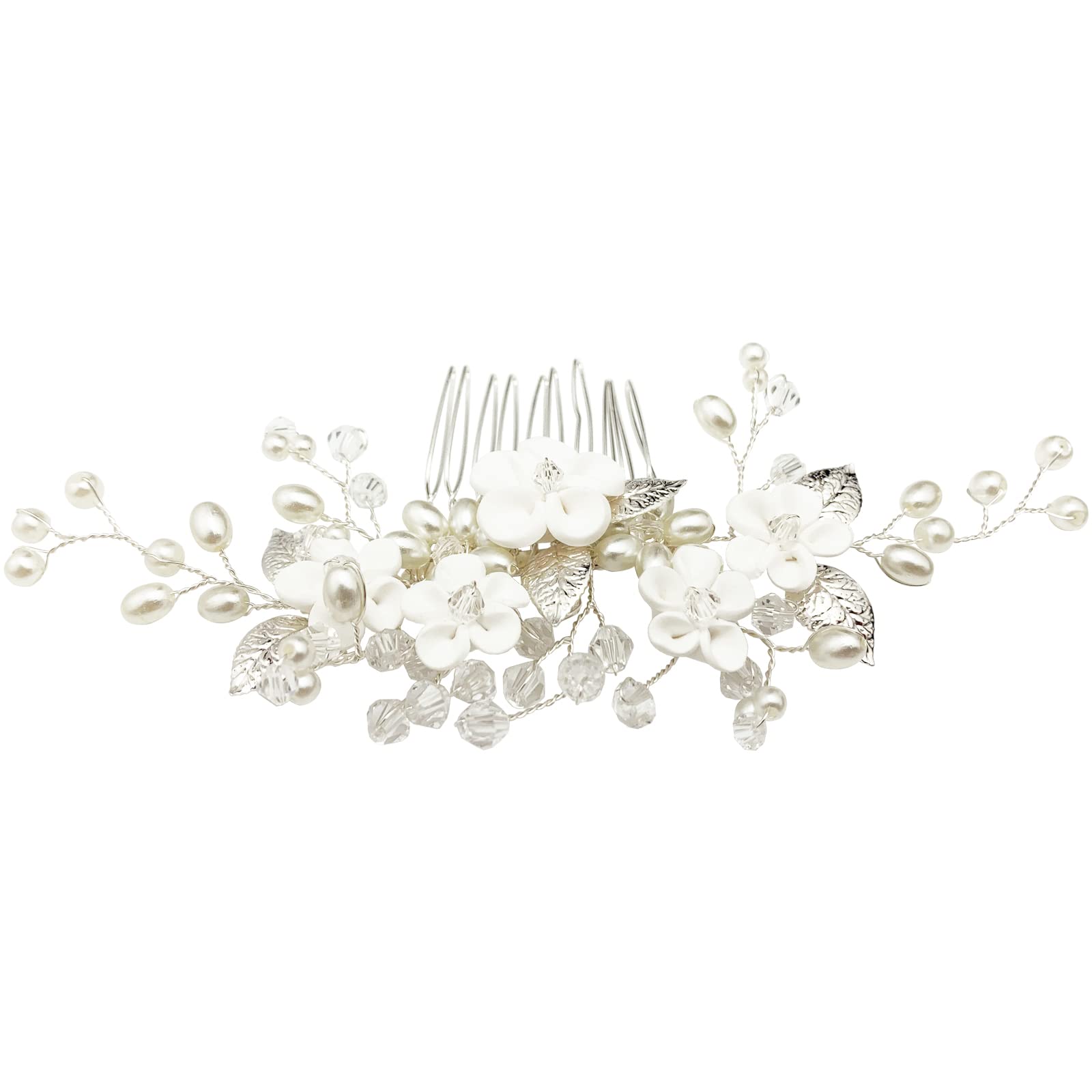 Premium imported pearl and crystal bridal hair vine for wedding hairstyles.
