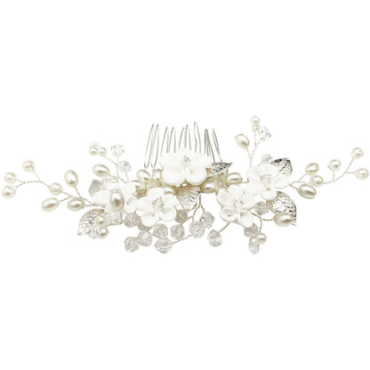 Premium imported pearl and crystal bridal hair vine for wedding hairstyles.
