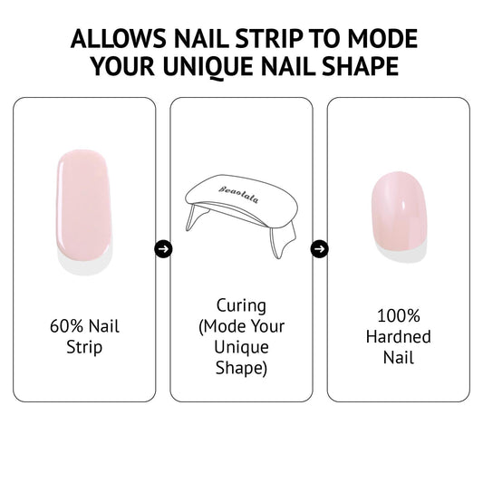 Close up view of the thirty two salon quality nail wraps with included application tools.